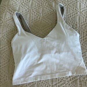 Lululemon White V-Neck Crop Top sports bra 4 small
